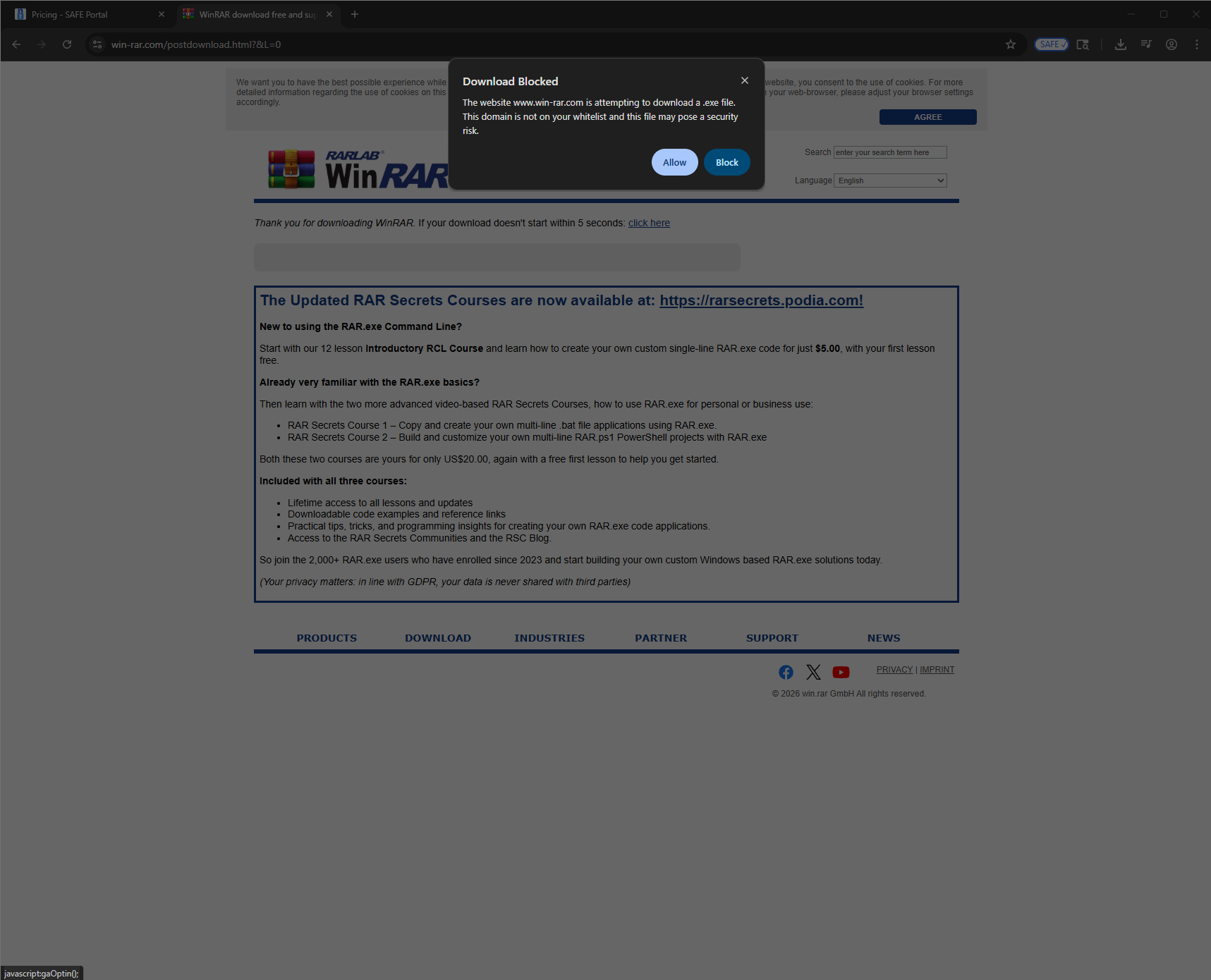 Untrusted Download Warnings
