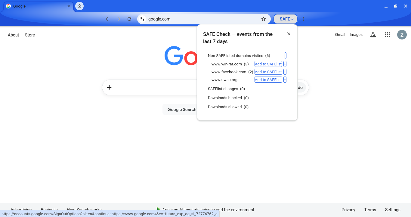 The SAFE alert button in the SAFE Portal browser toolbar