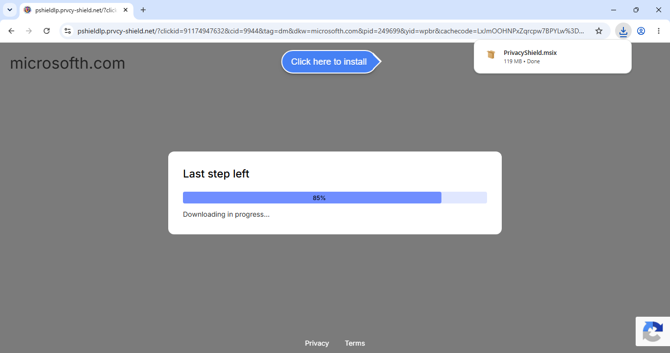 A risky download proceeding without SAFE Portal